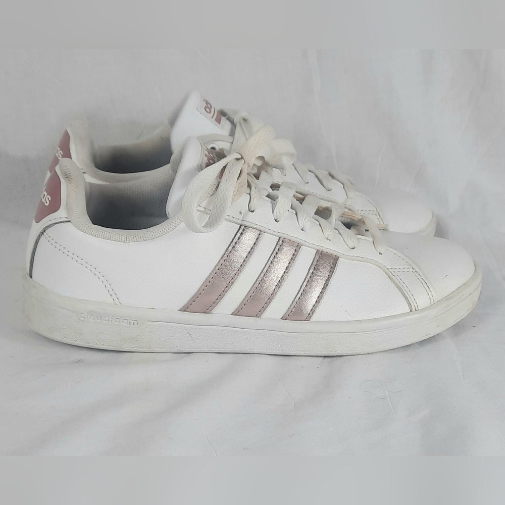 Adidas Cloudfoam Advantage Shoes Womens 7.5 White Rose Gold DA9524 Sneakers